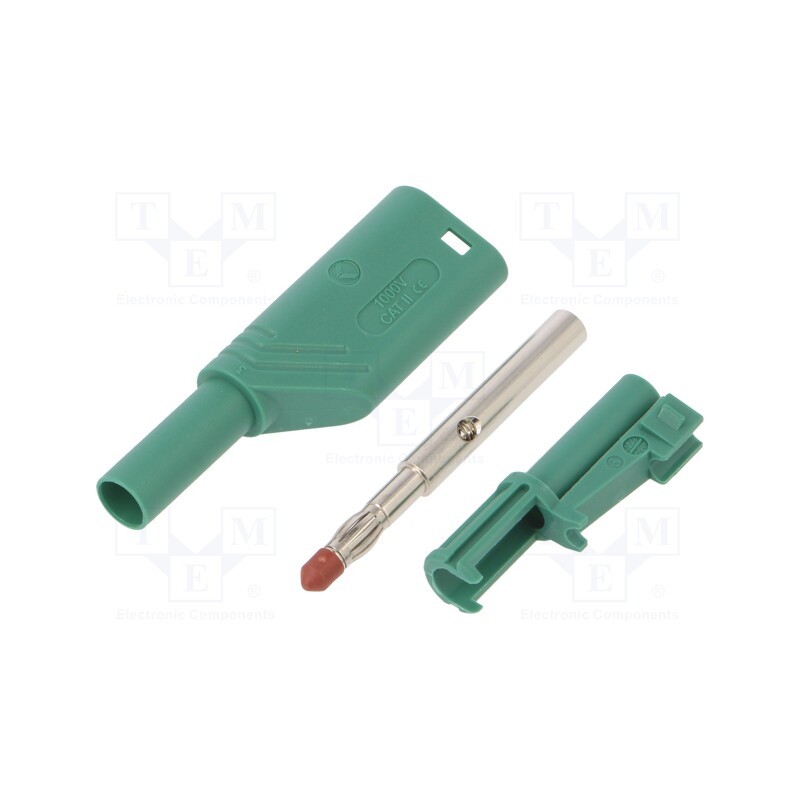 10 pcs : LAS S WS GN - Plug, 4mm banana, 24A, 1kVDC, green, 0.5÷2.5mm2, on cable, 3mΩ