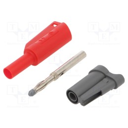 10 pcs : 1076-RT - Plug, 4mm banana, 36A, 1kVAC, red, insulated, 58.9mm, 2.5mm2