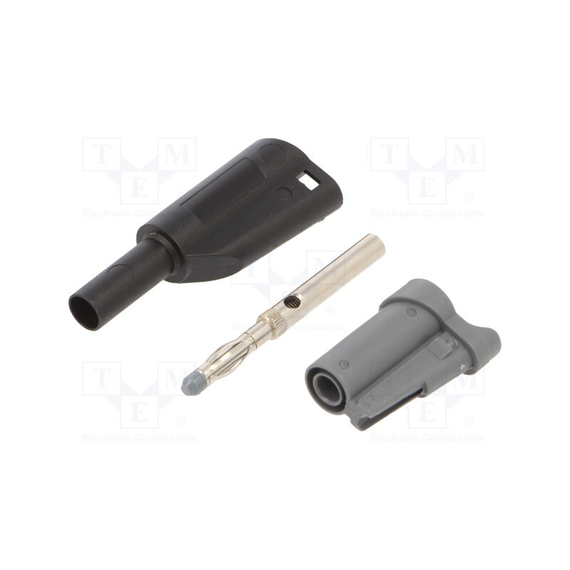 10 pcs : 1076-SW - Plug, 4mm banana, 36A, 1kVAC, black, insulated, 58.9mm, 2.5mm2