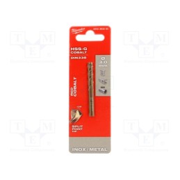 10 pcg : 4932363253 - Drill bit, for metal, Ø: 3mm, high speed steel cobalt HSS-Co