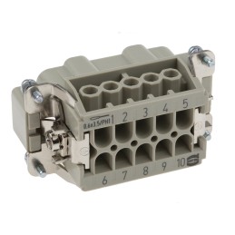 1 pcs - HARTING Heavy Duty Power Connector Insert, 16A, Male, Han E Series, 10 Contacts