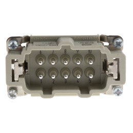 1 pcs - HARTING Heavy Duty Power Connector Insert, 16A, Male, Han E Series, 10 Contacts