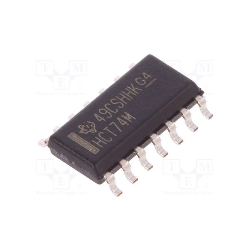 10 pcs : CD74HCT74M - IC: digital, D flip-flop,resettable, Ch: 2, SMD, SO14, , HCT