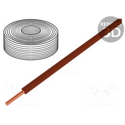 10 rol : 105-8 - Wire, 0.2mm2, solid, Cu, PVC, brown, 60V, 10m, 1x0.2mm2
