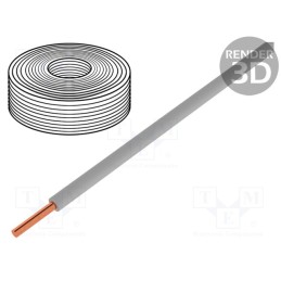 10 rol : 105-9 - Wire, 0.2mm2, solid, Cu, PVC, grey, 60V, 10m, 1x0.2mm2
