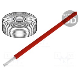 10 rol : 110-0 - Wire, stranded, Cu, 0.04mm2, PVC, red, 60V, 10m, 1x0.04mm2