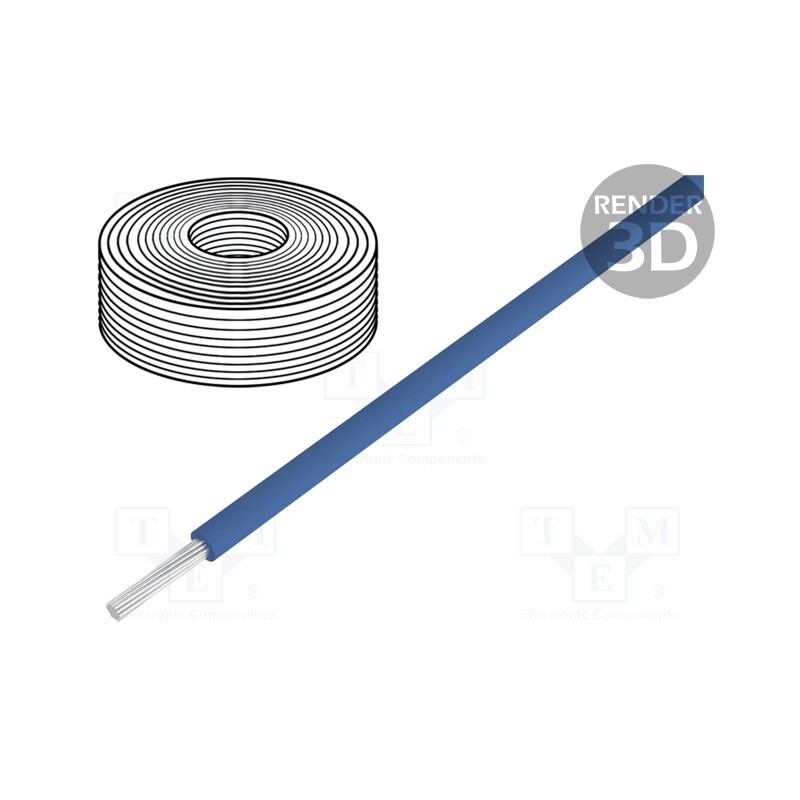 10 rol : 110-2 - Wire, stranded, Cu, 0.04mm2, PVC, blue, 60V, 10m, 1x0.04mm2