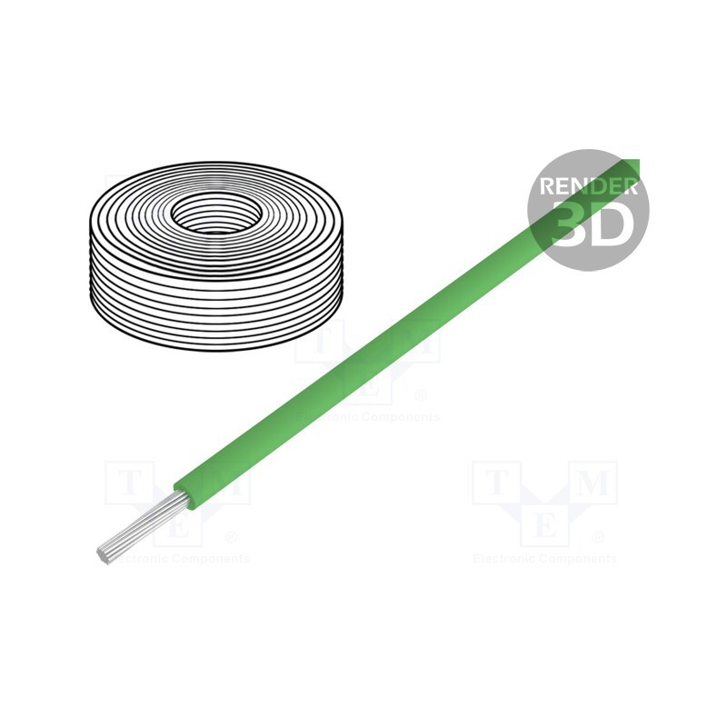 10 rol : 110-4 - Wire, stranded, Cu, 0.04mm2, PVC, green, 60V, 10m, 1x0.04mm2