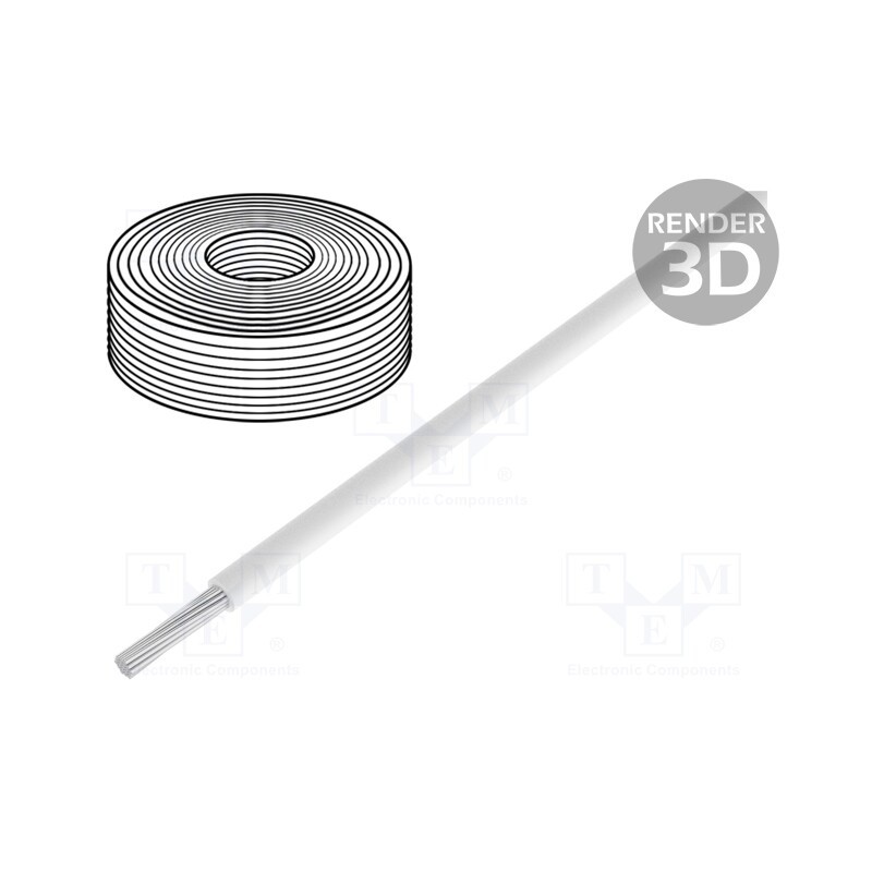 10 rol : 110-5 - Wire, stranded, Cu, 0.04mm2, PVC, white, 60V, 10m, 1x0.04mm2