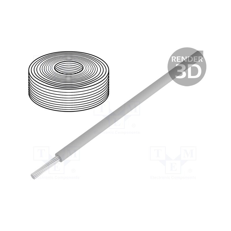 10 rol : 110-9 - Wire, stranded, Cu, 0.04mm2, PVC, grey, 60V, 10m, 1x0.04mm2