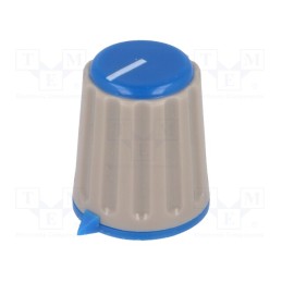10 pcs : GWW16-BU - Knob, with pointer, Øshaft: 6mm, Ø15.3x18mm, Shaft: knurled, blue