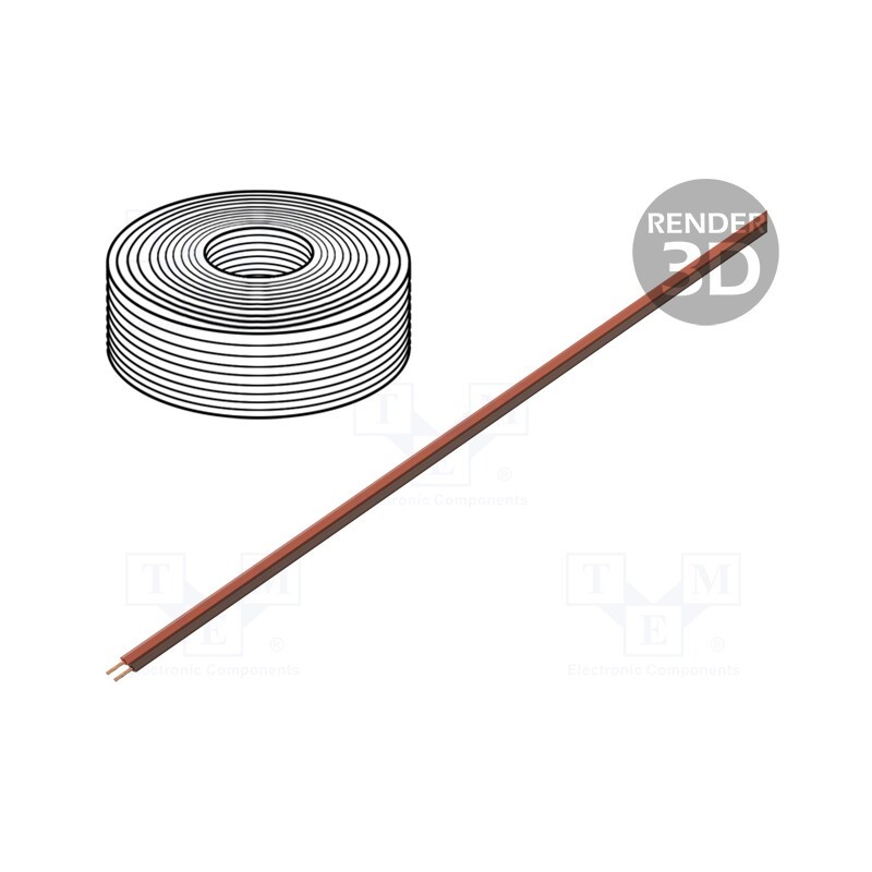 10 rol : 114-08 - Wire, LiYz, 2x0.08mm2, 60V, Package: 5m, Cu, stranded, brown,red