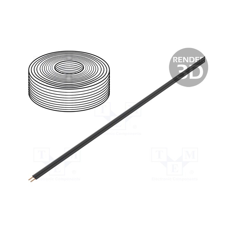 10 rol : 114-11 - Wire, LiYz, 2x0.08mm2, 60V, Package: 5m, Cu, stranded, black