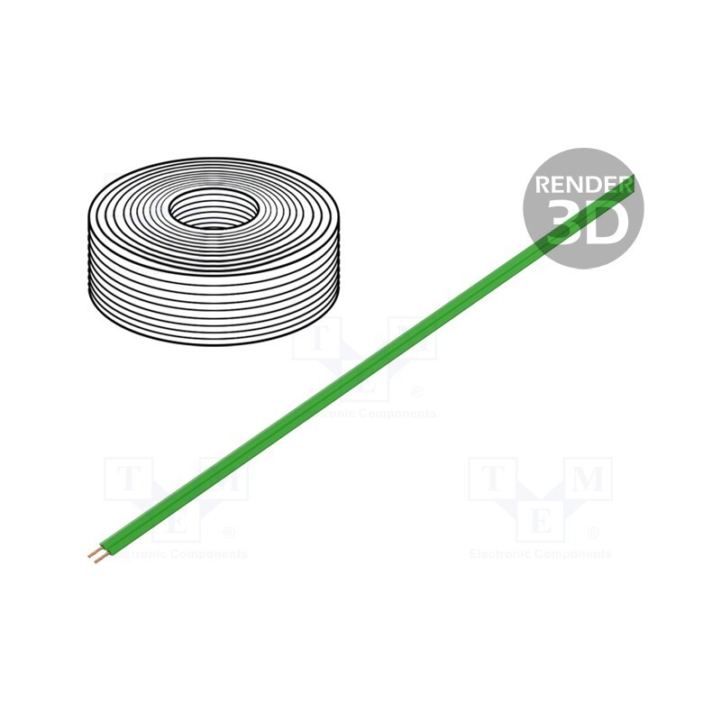 10 rol : 114-44 - Wire, LiYz, 2x0.08mm2, 60V, Package: 5m, Cu, stranded, green
