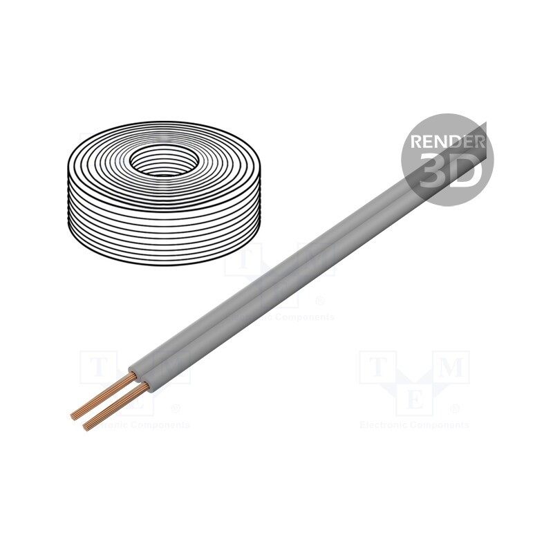 10 rol : 114-99 - Wire, LiYz, 2x0.08mm2, 60V, Package: 5m, Cu, stranded, grey