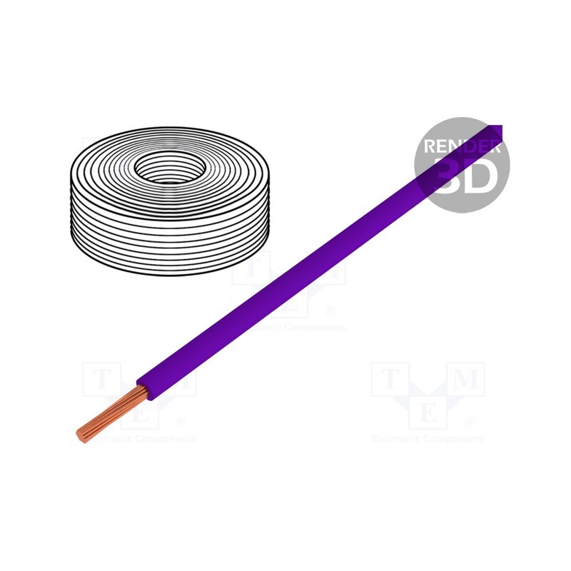 10 rol : 118-6 - Wire, stranded, Cu, 0.14mm2, PVC, violet, 60V, 10m, 1x0.14mm2