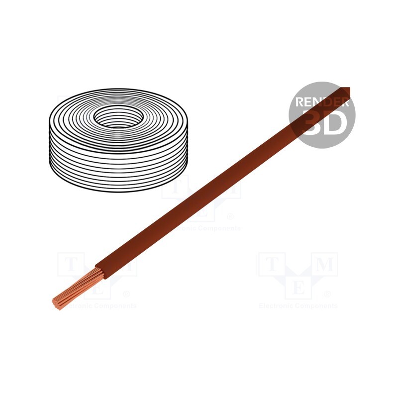 10 rol : 118-8 - Wire, stranded, Cu, 0.14mm2, PVC, brown, 60V, 10m, 1x0.14mm2