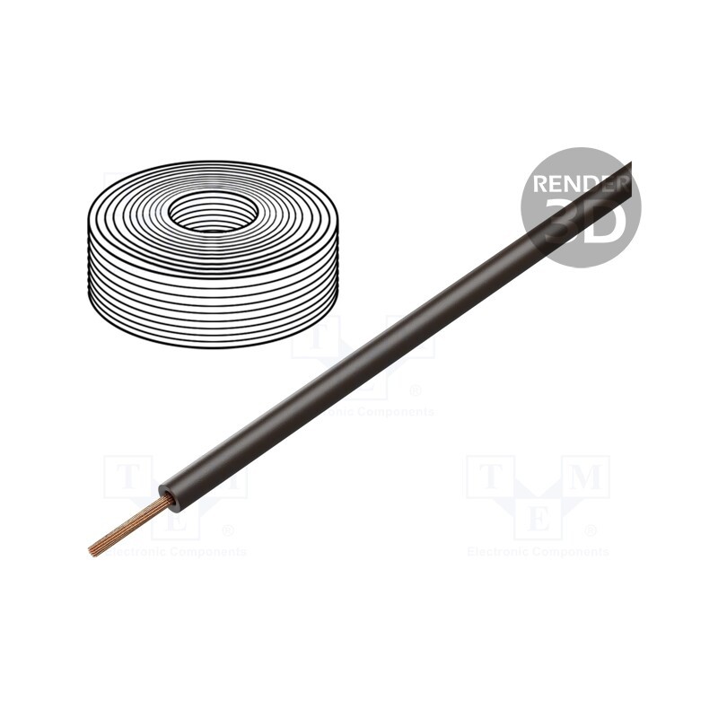 10 rol : 118-8-D - Wire, stranded, Cu, 0.14mm2, PVC, dark brown, 60V, 10m, 1x0.14mm2
