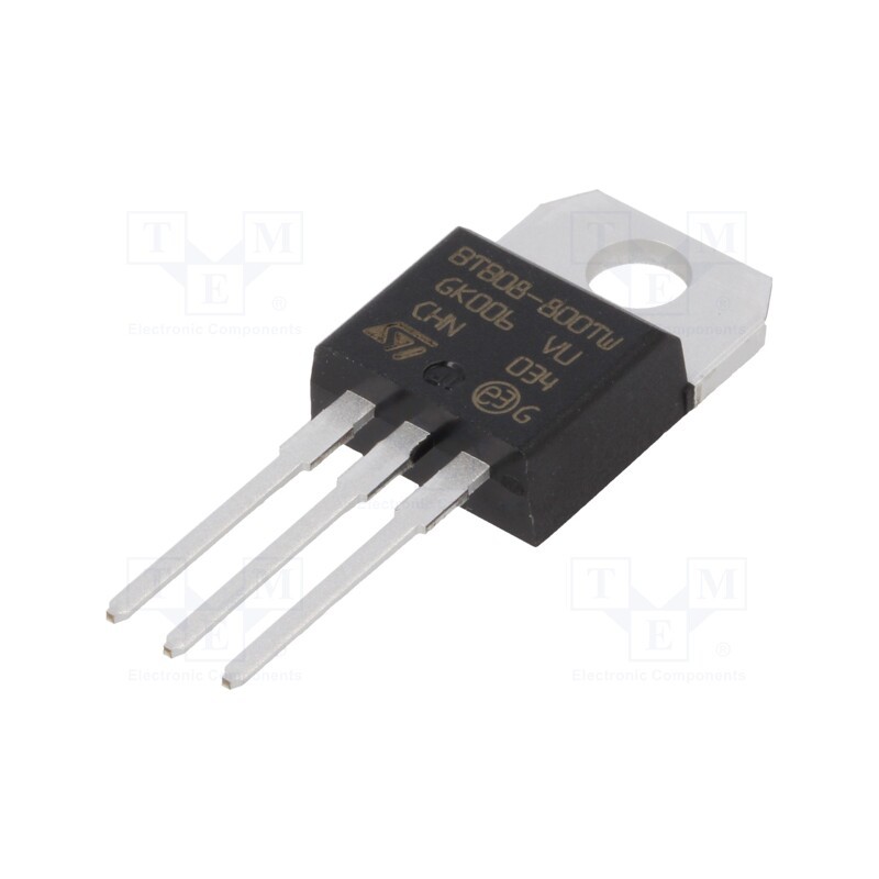 10 pcs : BTB08-800TWRG - Triac, 800V, 8A, TO220AB, Igt: 5mA, logic level