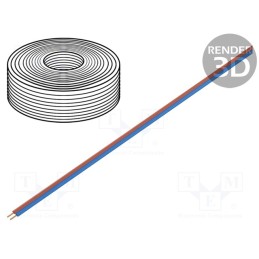 10 rol : 218-02 - Wire, LiYz, 2x0.14mm2, 250V, Package: 5m, Cu, stranded, red,blue