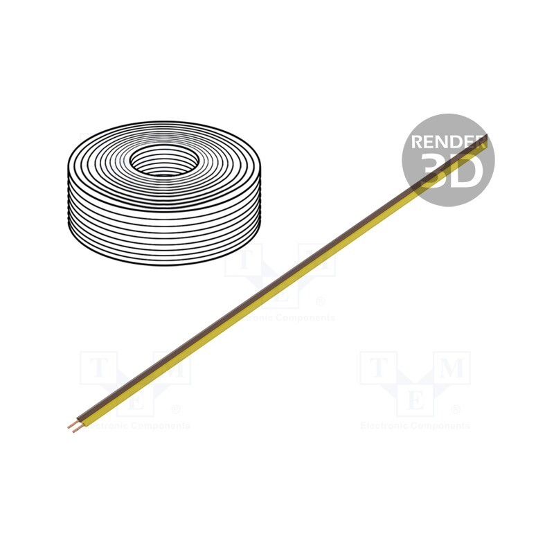 10 rol : 218-38 - Wire, LiYz, 2x0.14mm2, 250V, Package: 5m, Cu, stranded, brown,yellow