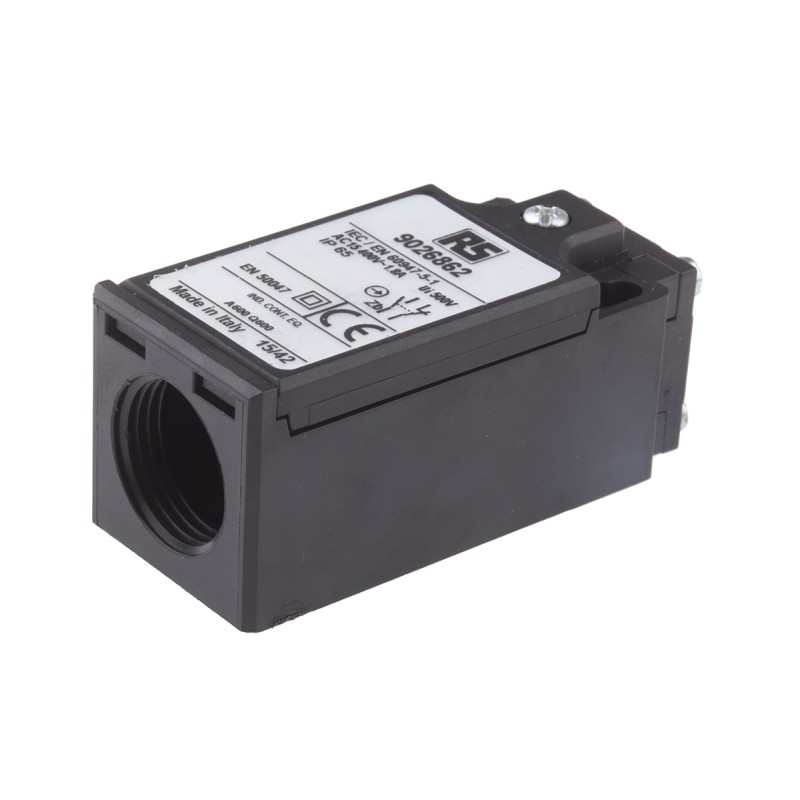 1 pcs - RS PRO Plunger Limit Switch, NO/NC, IP65, DPST, Thermoplastic Housing, 400V ac Max, 10A Max