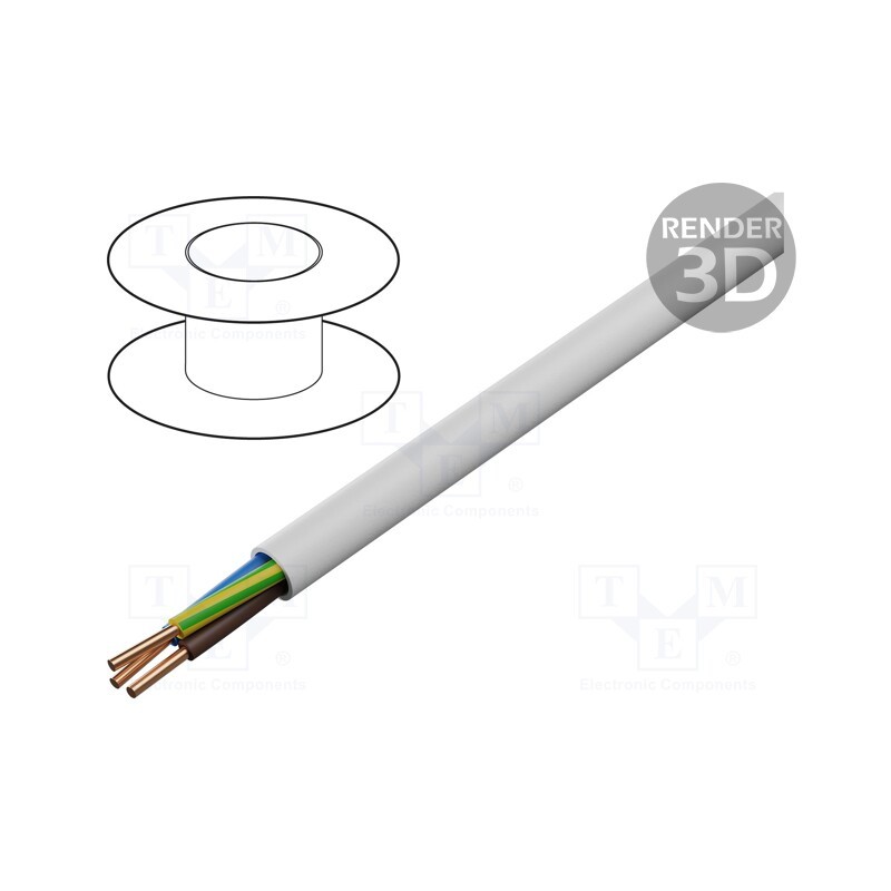 20 m : EK-YDY-3X1.5 - Wire, YDY, 3G1.5mm2, round, solid, Cu, PVC, white, 450V,750V, 100m