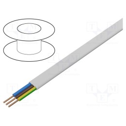 20 m : EK-YDYP-3X1 - Wire, YDY, 3G1mm2, flat, solid, Cu, PVC, white, 450V,750V, 100m