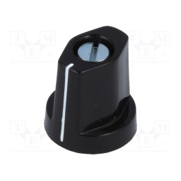 10 pcs : 355.41 - Knob, with flange,with pointer, plastic, Øshaft: 4mm, black