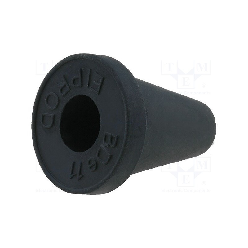 50 pcs : BDE 11 - Grommet, Ømount.hole: 16.5mm, rubber, black, Panel thick: max.2mm