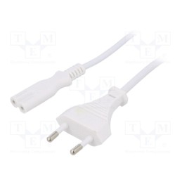 10 pcs : - Cable, 2x0.5mm2, CEE 7/16 (C) plug,IEC C7 female, PVC, 1.2m, 2.5A