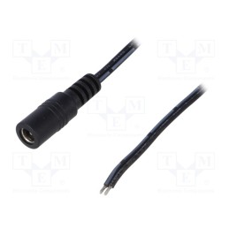 10 pcs : - Cable, 2x0.5mm2, wires,DC 5,5/2,1 socket, straight, black, 1.46m
