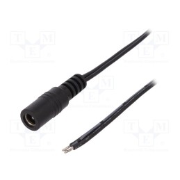 10 pcs : - Cable, 2x0.5mm2, wires,DC 5,5/2,5 socket, straight, black, 1.46m
