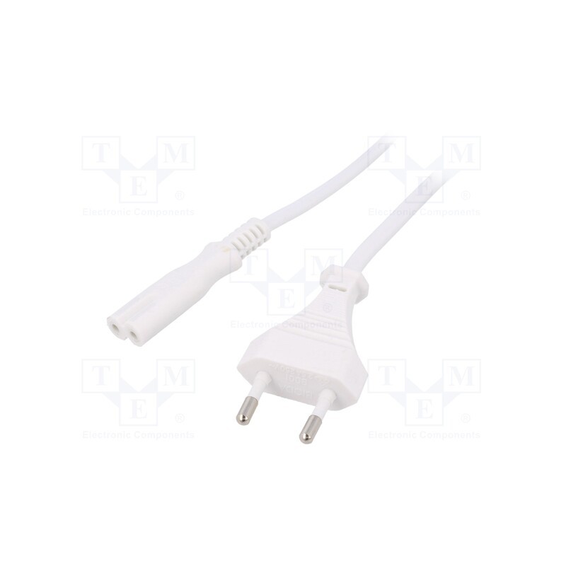 10 pcs : - Cable, 2x0.75mm2, CEE 7/16 (C) plug,IEC C7 female, PVC, 1.8m