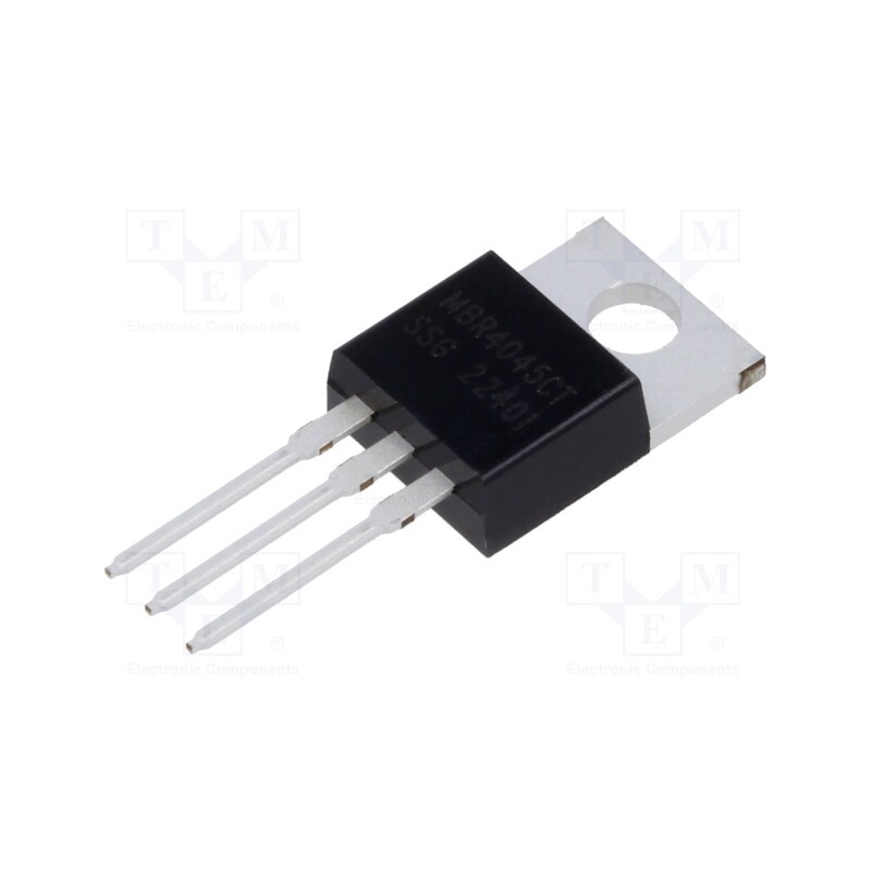 10 pcs : MBR4045CT - Diode: Schottky rectifying, THT, 45V, 40A, TO220AB, , Ir: 1mA