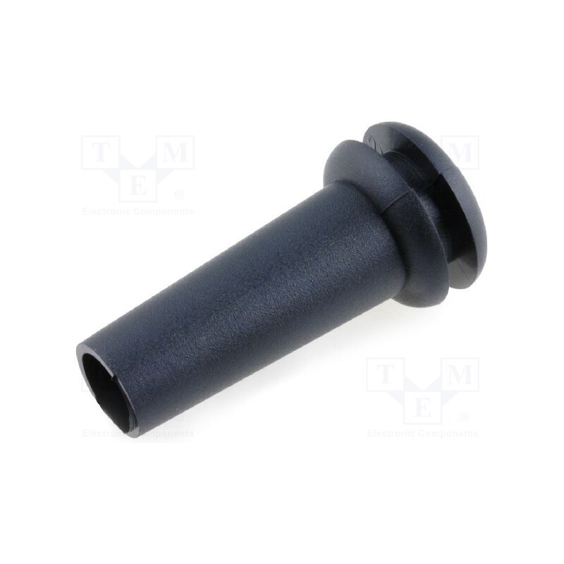 50 pcs : 12468 - Strain relief, Ømount.hole: 9.5mm, Øhole: 6.4mm, PVC, black, L: 23mm