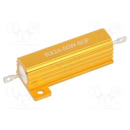 10 pcs : AHP50W-8RF - Resistor: wire-wound, with heatsink, 8Ω, 50W, ±1%, 50ppm/°C, 38.5mm