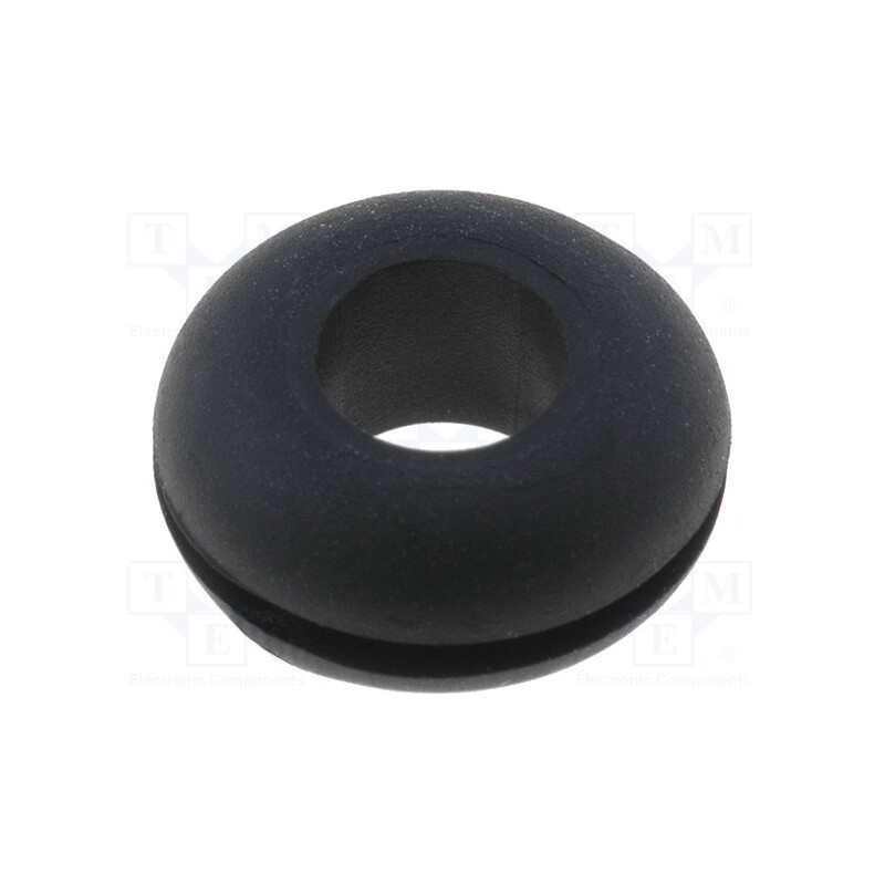 50 pcs : HG-3 - Grommet, Ømount.hole: 7.7mm, Øhole: 4.8mm, black, UL94HB