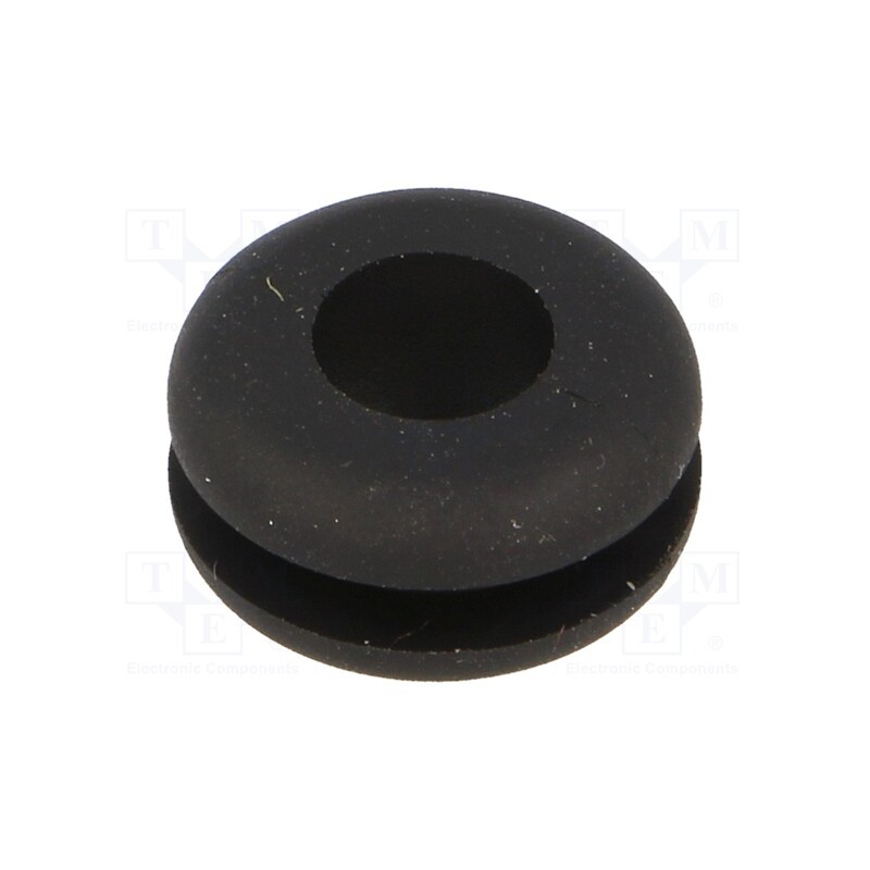 50 pcs : HG-4 - Grommet, Ømount.hole: 9.5mm, Øhole: 6.4mm, black, UL94HB