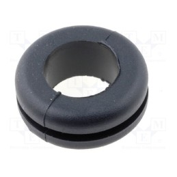50 pcs : HG-6 - Grommet, Ømount.hole: 12.5mm, Øhole: 9.5mm, black, UL94HB