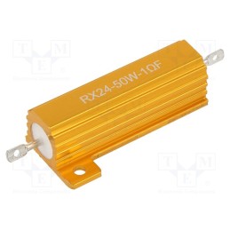 10 pcs : AHP50W-1RF - Resistor: wire-wound, with heatsink, 1Ω, 50W, ±1%, 50ppm/°C, 38.5mm