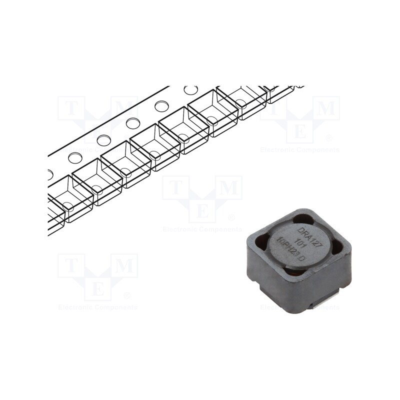 10 pcs : DRA127-101-R - Inductor: wire, SMD, 100.8uH, Ioper: 1.89A, 175mΩ, ±20%, Isat: 3.46A