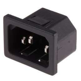 1 pcs - RS PRO C14 Right Angle Snap-In IEC Connector Male, 10A, 250 V