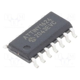 10 pcs : ATTINY1624-SSU - IC: AVR microcontroller, SO14, Ext.inter: 12, Cmp: 1, ATTINY, 1.27mm