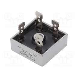 10 pcs : KBPC1501 - Bridge rectifier: single-phase, Urmax: 100V, If: 15A, Ifsm: 300A
