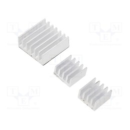 10 set : RPI-01597 - Heatsink: extruded, grilled, Raspberry Pi, silver, anodized, glued