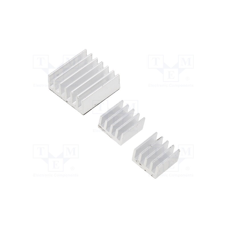 10 set : RPI-01597 - Heatsink: extruded, grilled, Raspberry Pi, silver, anodized, glued
