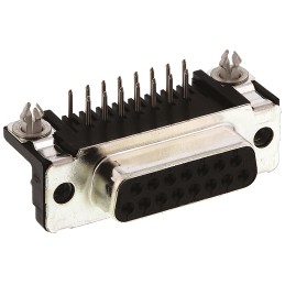1 pcs - TE Connectivity Amplimite HD-20 15 Way Right Angle Through Hole D-sub Connector Socket, 2.74mm Pitch, with 4-40 UNC,