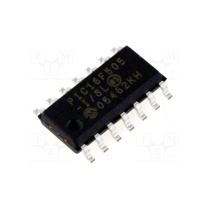 10 pcs : PIC16F505-I/SL - IC: PIC microcontroller, 1.5kB, 20MHz, ICSP, 2÷5.5VDC, SMD, SO14