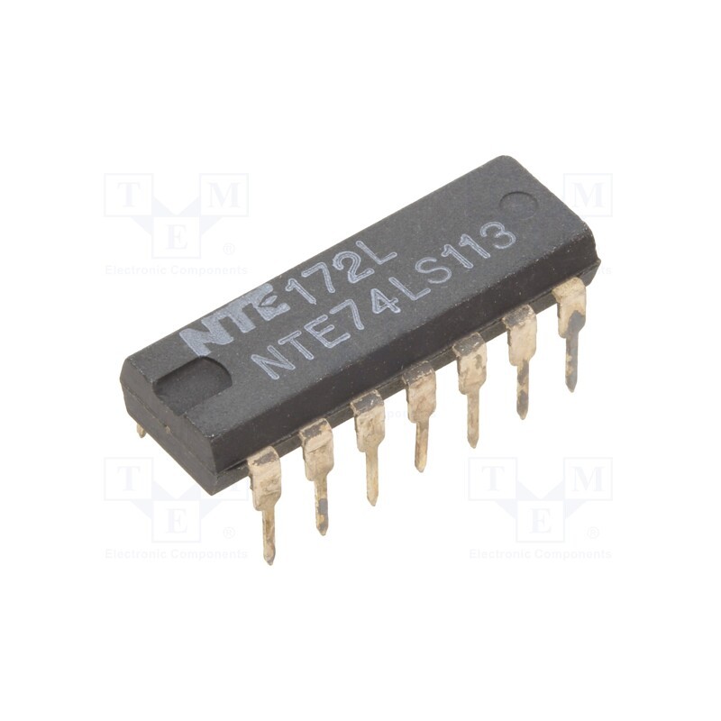10 pcs : NTE74LS113 - IC: digital, JK flip-flop, Ch: 2, TTL, THT, DIP14